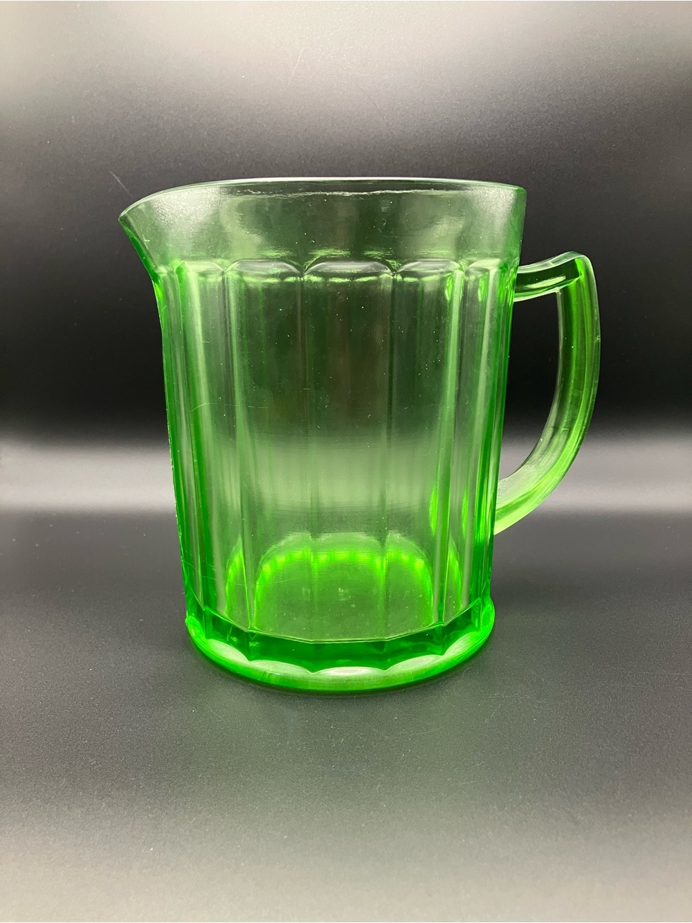 Hazel Atlas Green Uranium / Vaseline Glass Pitcher